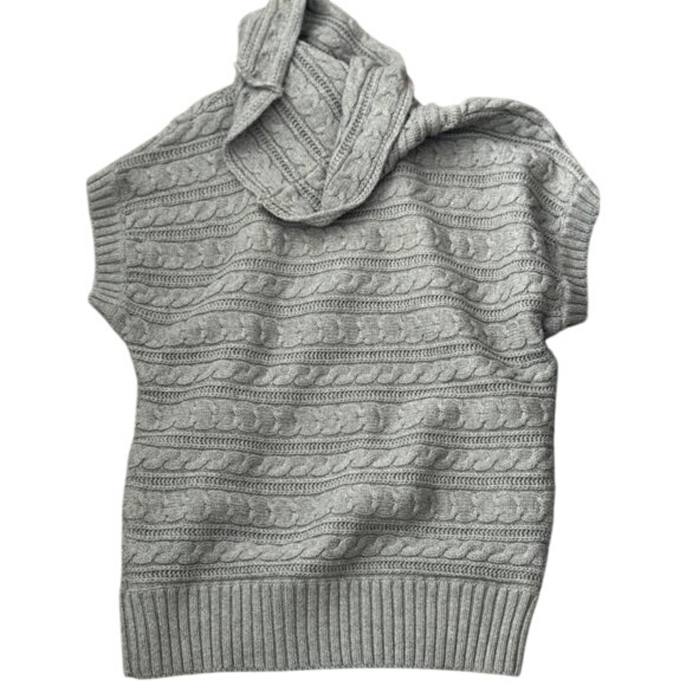 100% Cotton Capsule Cable‎ Knit Sleeveless Cowl Neck Sweater Vest